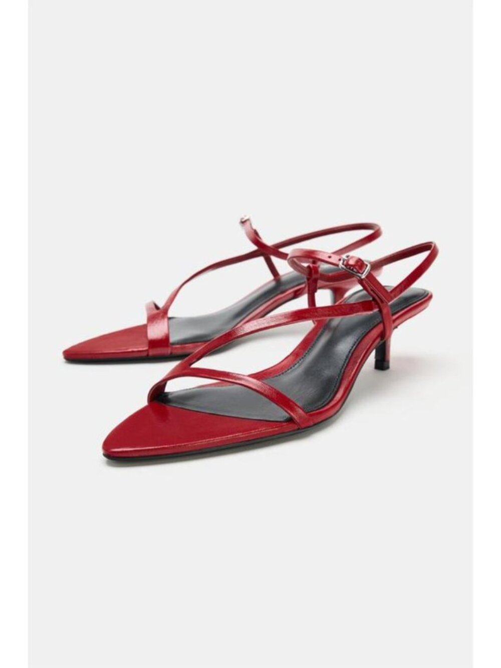 ZARA LEATHER KITTEN HEEL SANDALS 1322/810/600 - Picture 2 of 5
